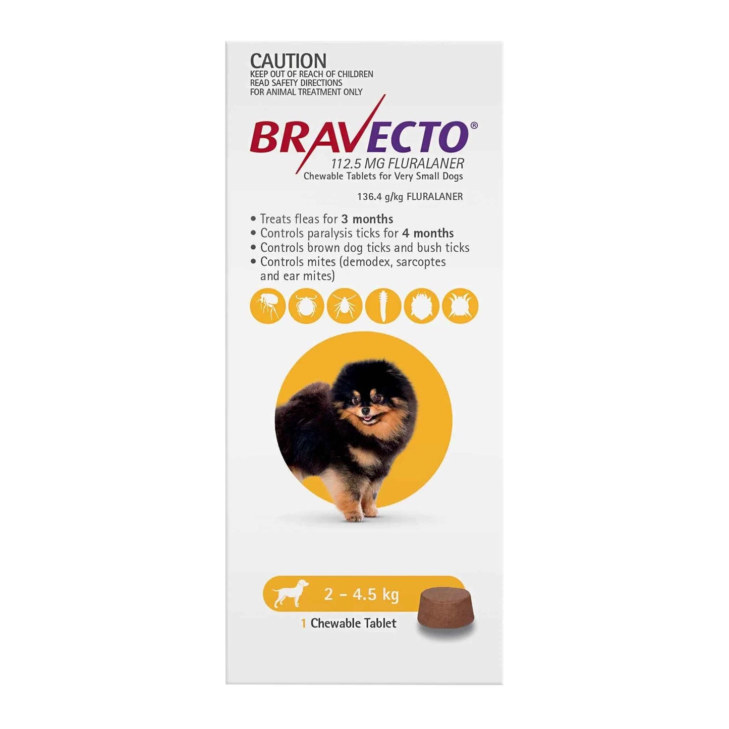 Bravecto 2-4.5kg chewable Yellow