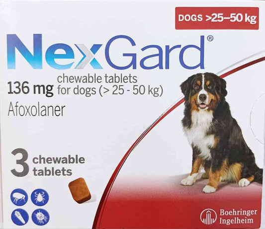 NexGard Chewable Tick And Flea Tablets For Dogs 25.1 to 50kg (3 pack)
