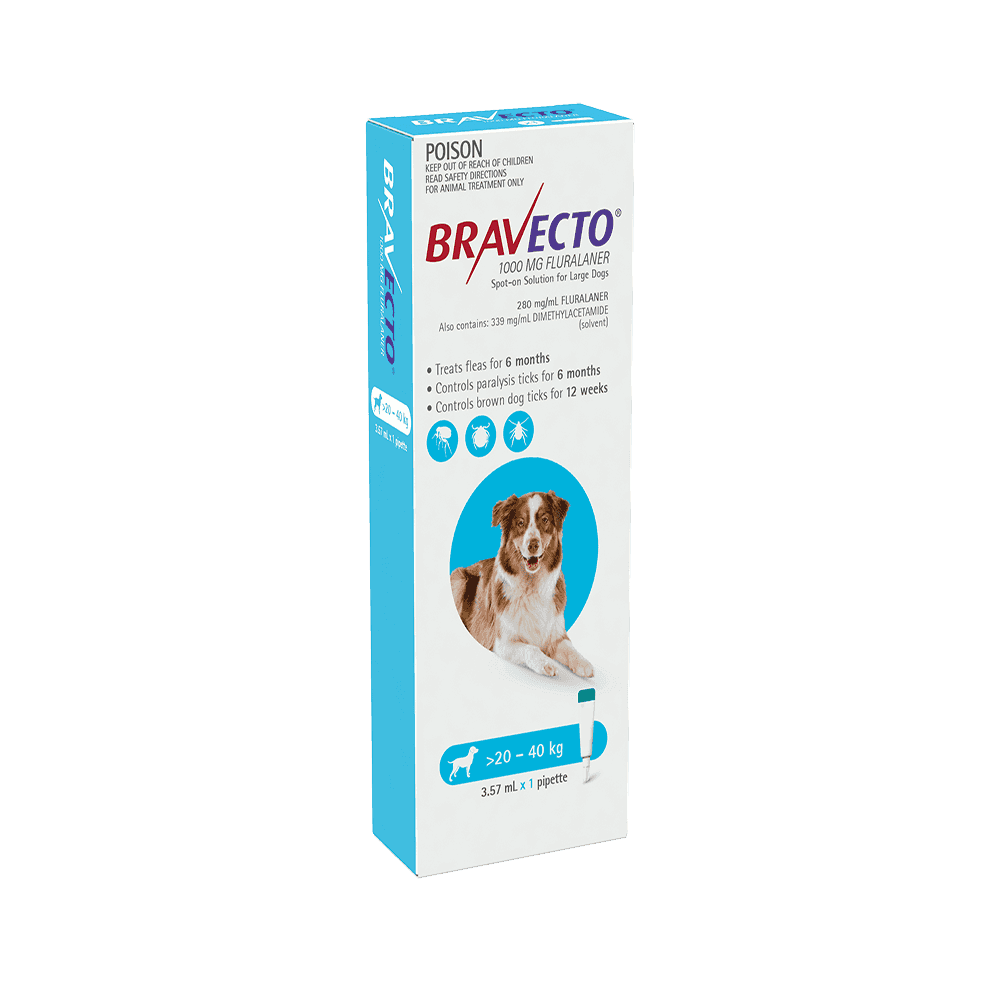 Bravecto Tick & Flea Spot-On Dog Large >20 - 40kg (Blue Box)