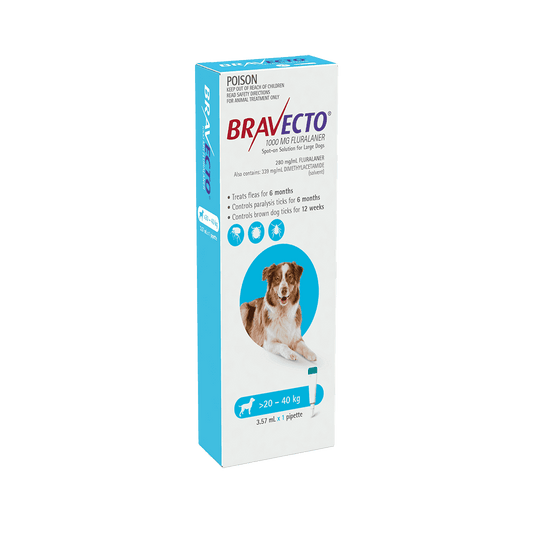 Bravecto Tick & Flea Spot-On Dog Large >20 - 40kg (Blue Box)